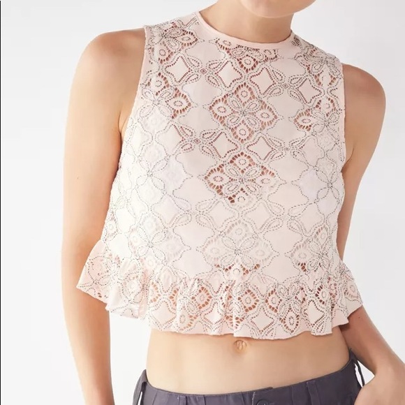 Urban Outfitters Tops - Urban Outfitters Lace Peplum Tank Top